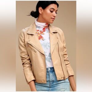 Blank NYC Tan Moto Leather Jacket